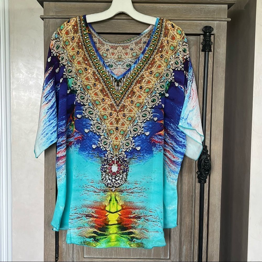 Inoa Australia Silk Tunic Coverup for Swimwear XL NEW Bohemian